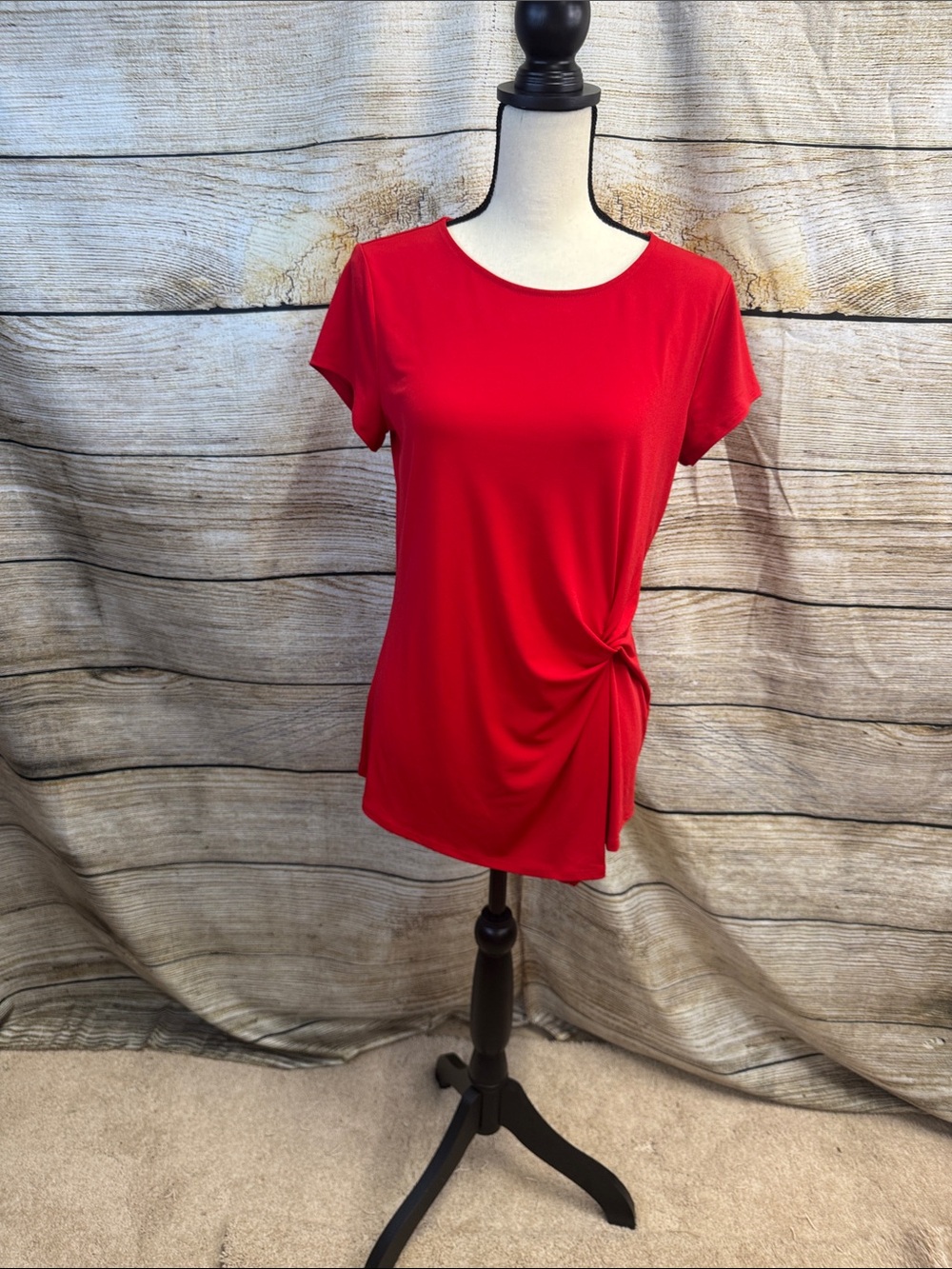 INC International Concepts Red Short-Sleeve Twist Tee